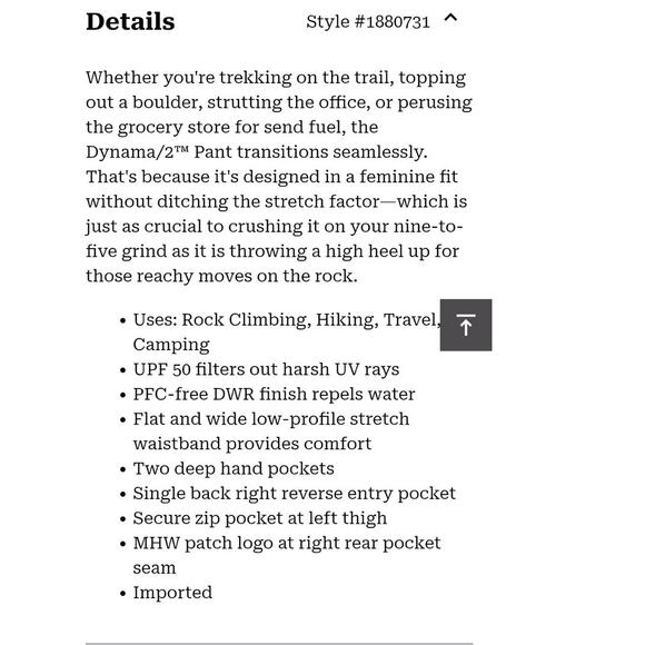 Mountain Hardwear Dynama 2 pants black drawstring ankle gorpcore 1880731 - Picture 10 of 10